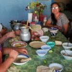 メキシコの観光ガイド岩﨑功がオアハカの人達と食事をしている